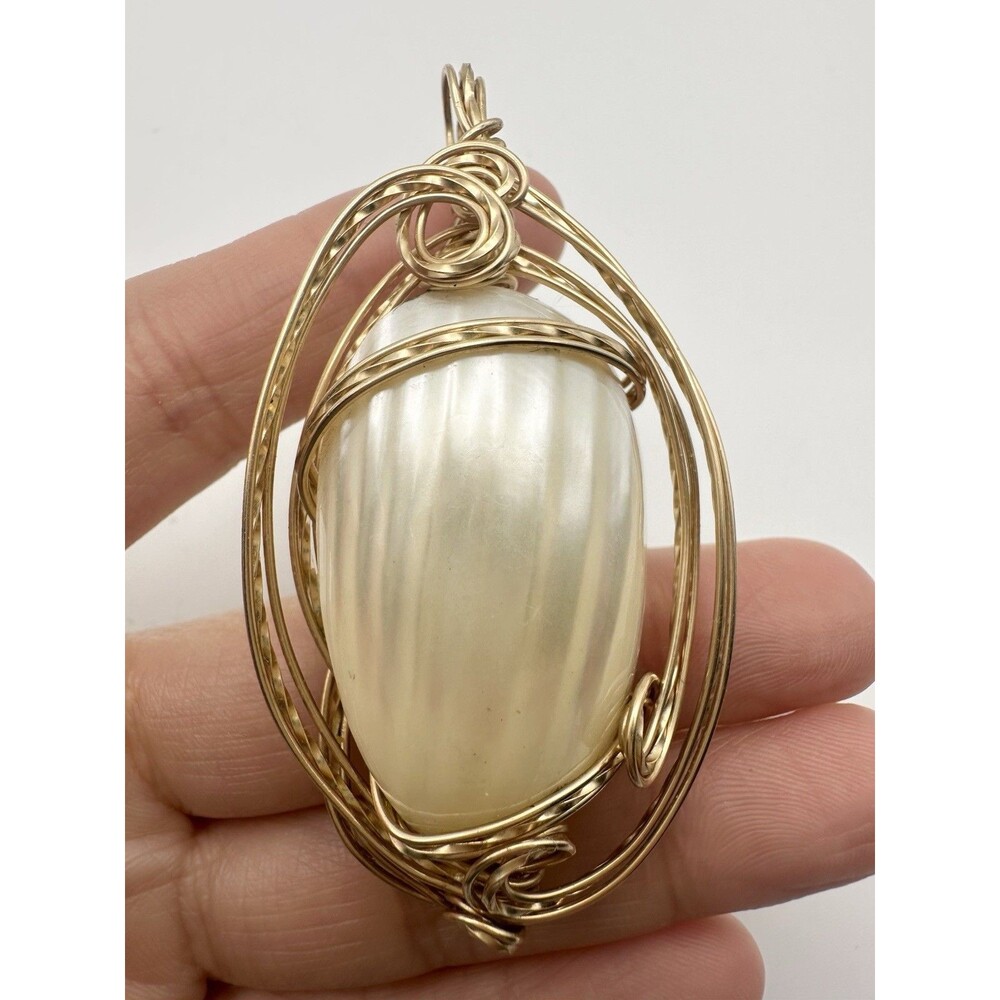 Handcrafted Osmena Pearl In Wire Pendant Large